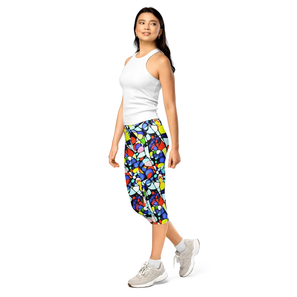 Spectrum Shards on Capri Leggings — Left Front