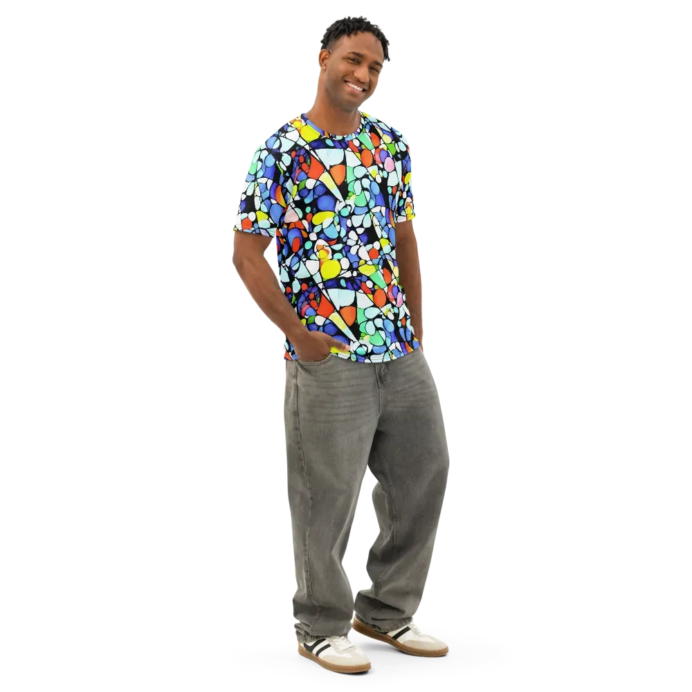 Spectrum Shards on Men's Cotton Crew Neck T-Shirt — Right Front