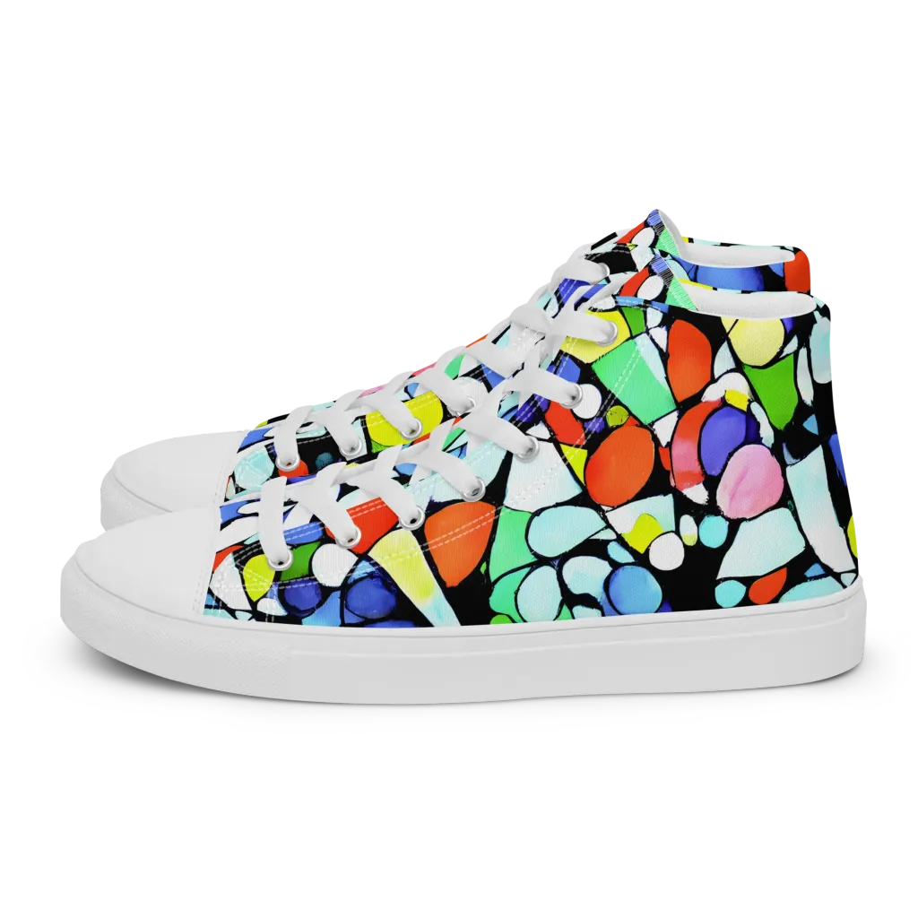 Spectrum Shards on Men's High Top Canvas Shoes — Left