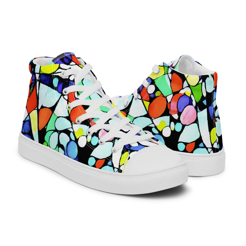 Spectrum Shards on Men's High Top Canvas Shoes — Right