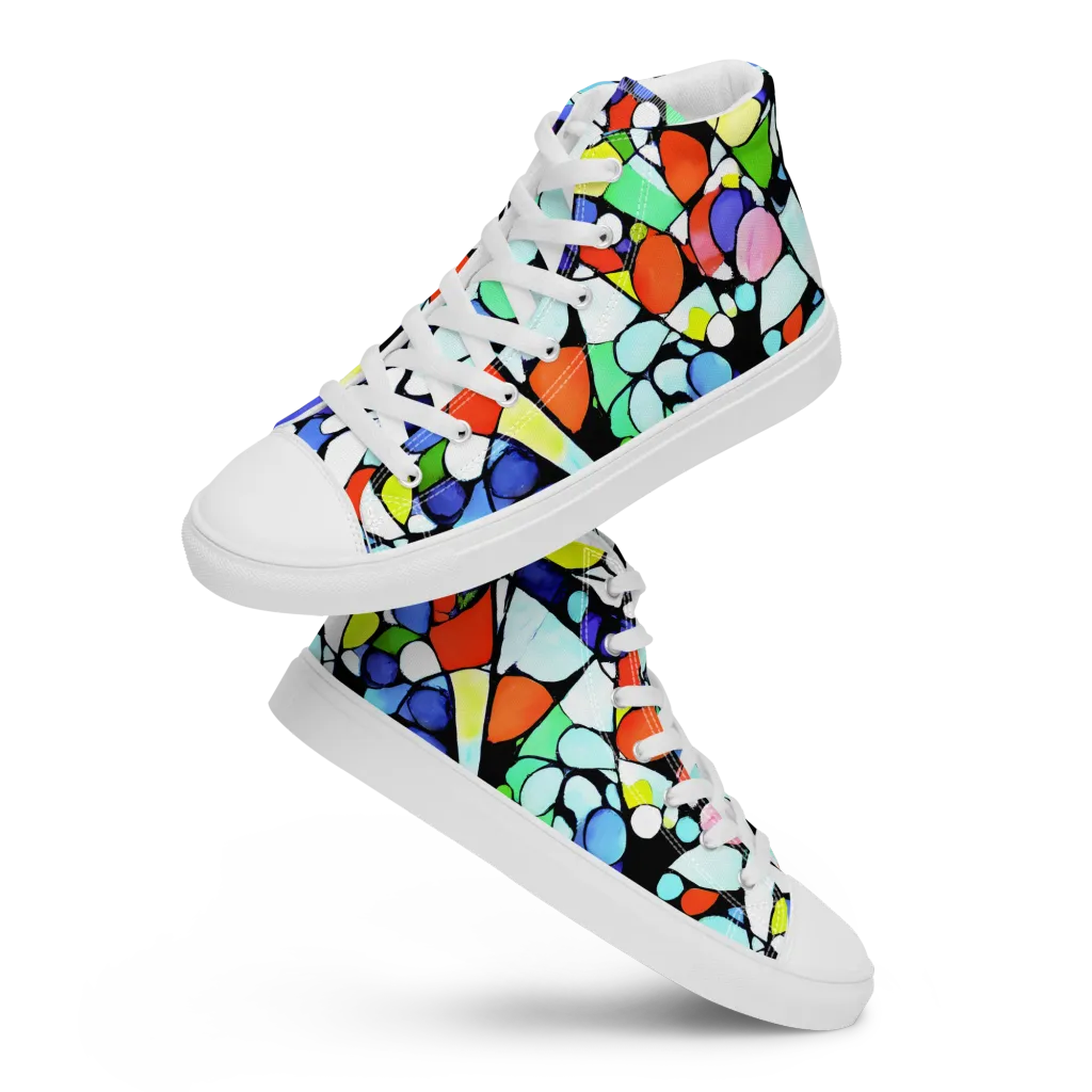 Spectrum Shards on Men's High Top Canvas Shoes — Front