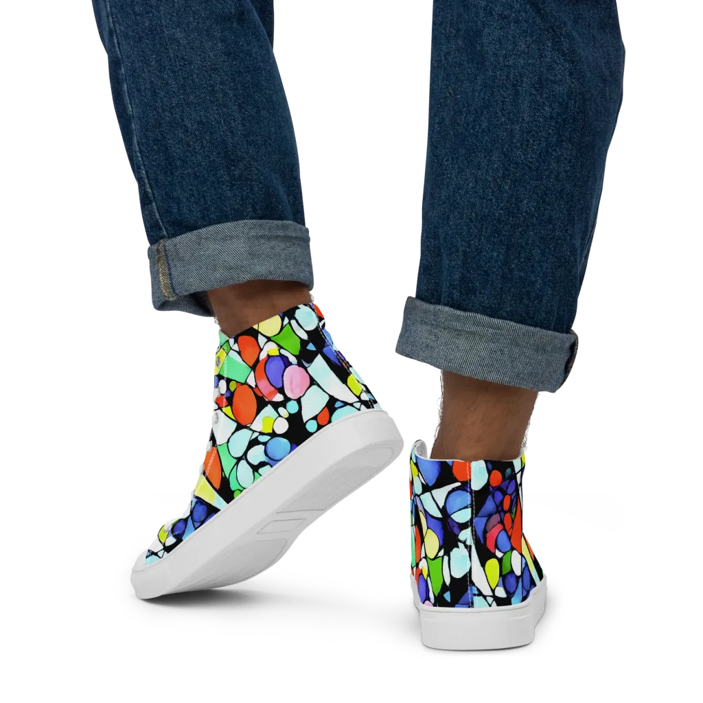 Spectrum Shards on Men's High Top Canvas Shoes — Back