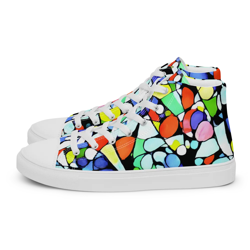Spectrum Shards on Women's High Top Canvas Shoes — Left