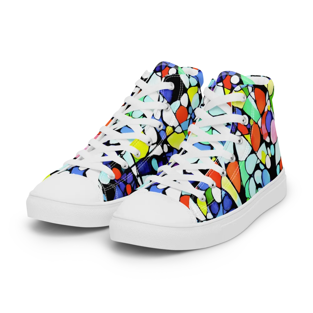 Spectrum Shards on Women's High Top Canvas Shoes — Left Front