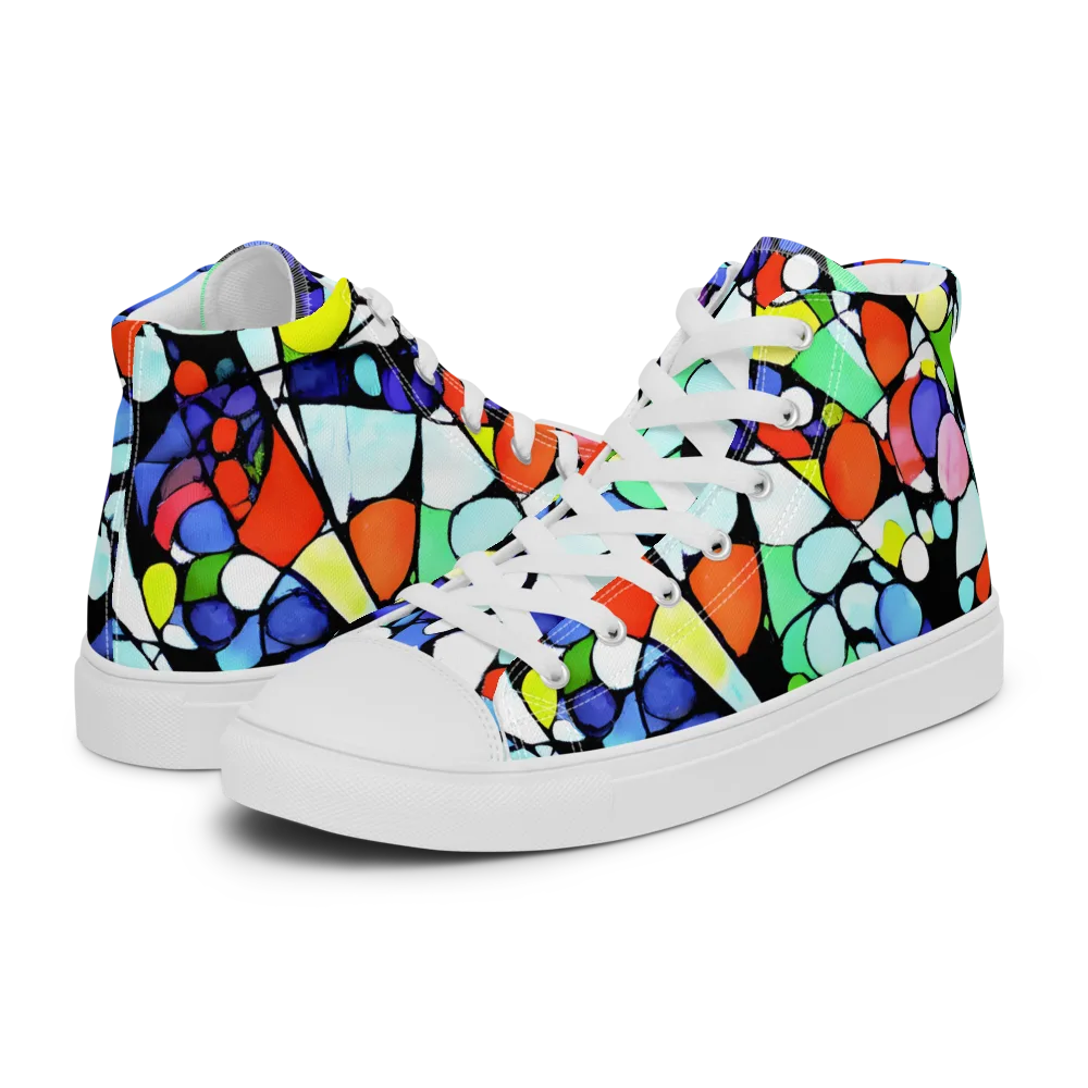 Spectrum Shards on Women's High Top Canvas Shoes — Left