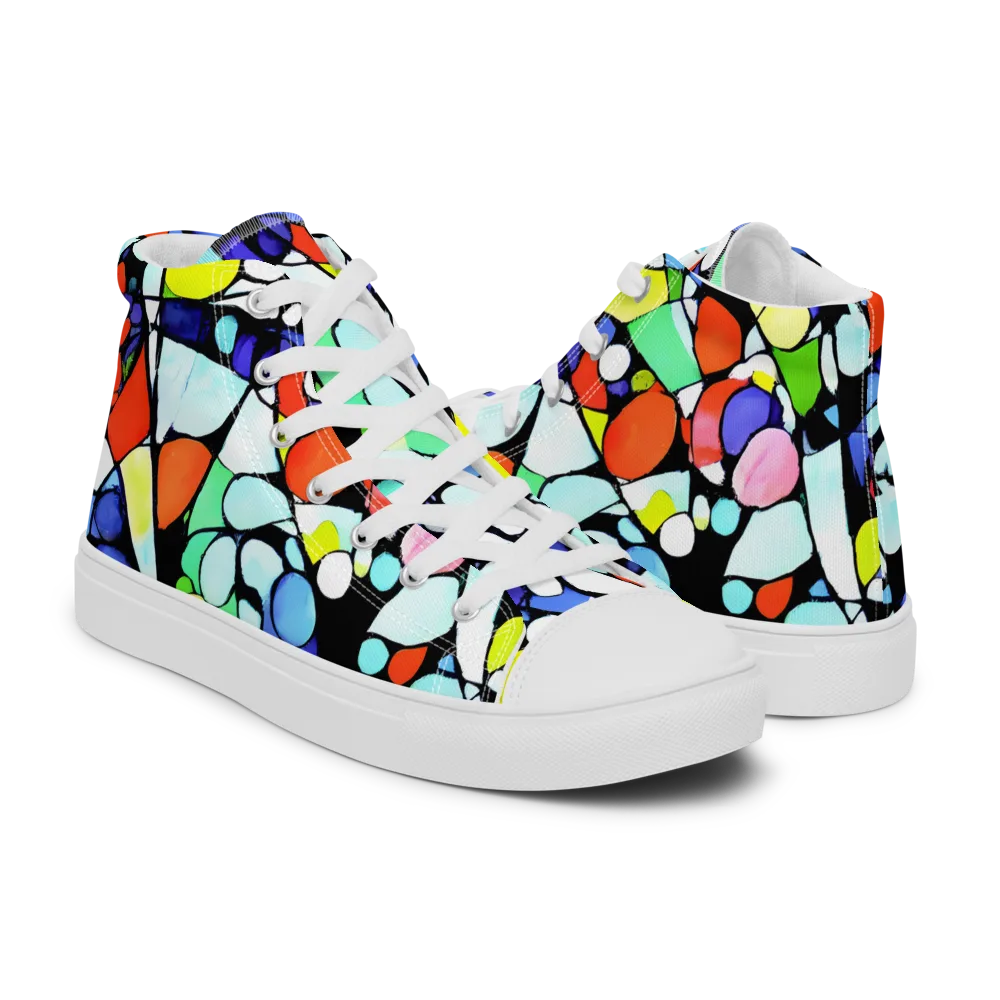 Spectrum Shards on Women's High Top Canvas Shoes — Right