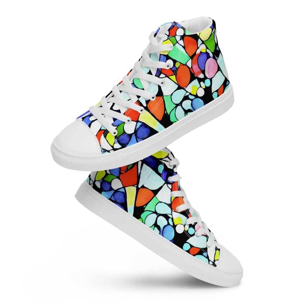 Spectrum Shards on Women's High Top Canvas Shoes — Front