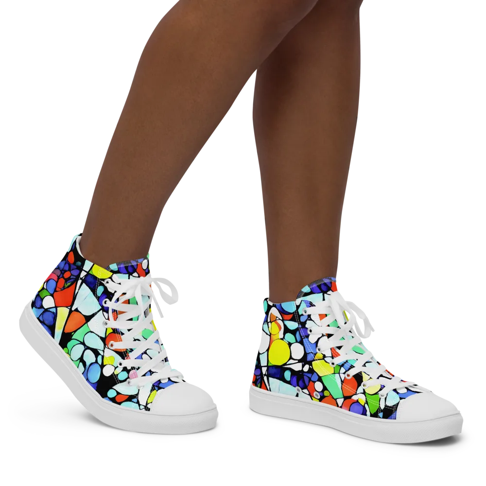 Spectrum Shards on Women's High Top Canvas Shoes — Right
