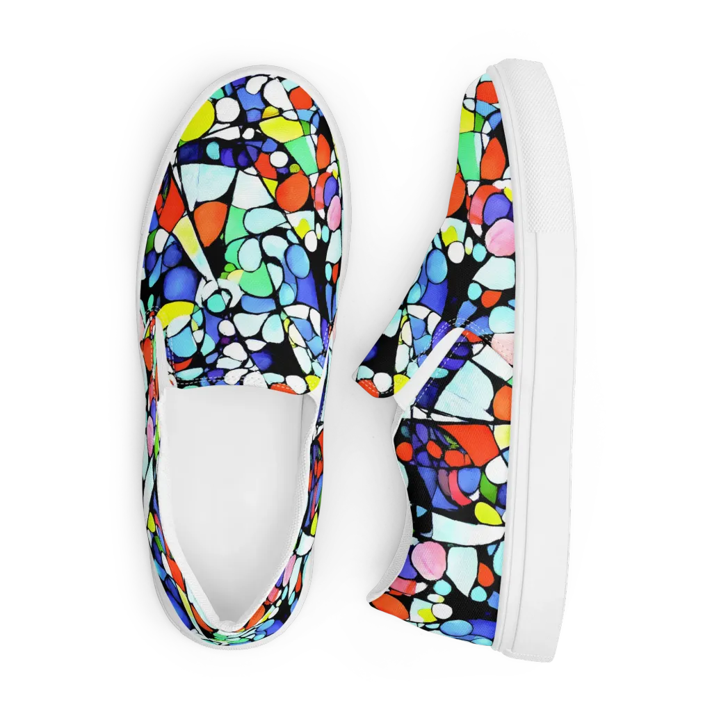 Spectrum Shards on Men's Slip-On Canvas Shoes — Front