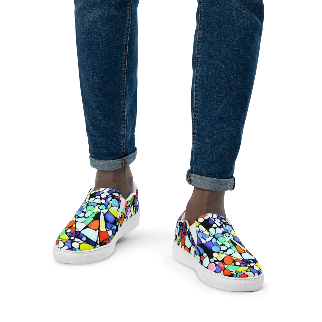 Spectrum Shards on Men's Slip-On Canvas Shoes — Front