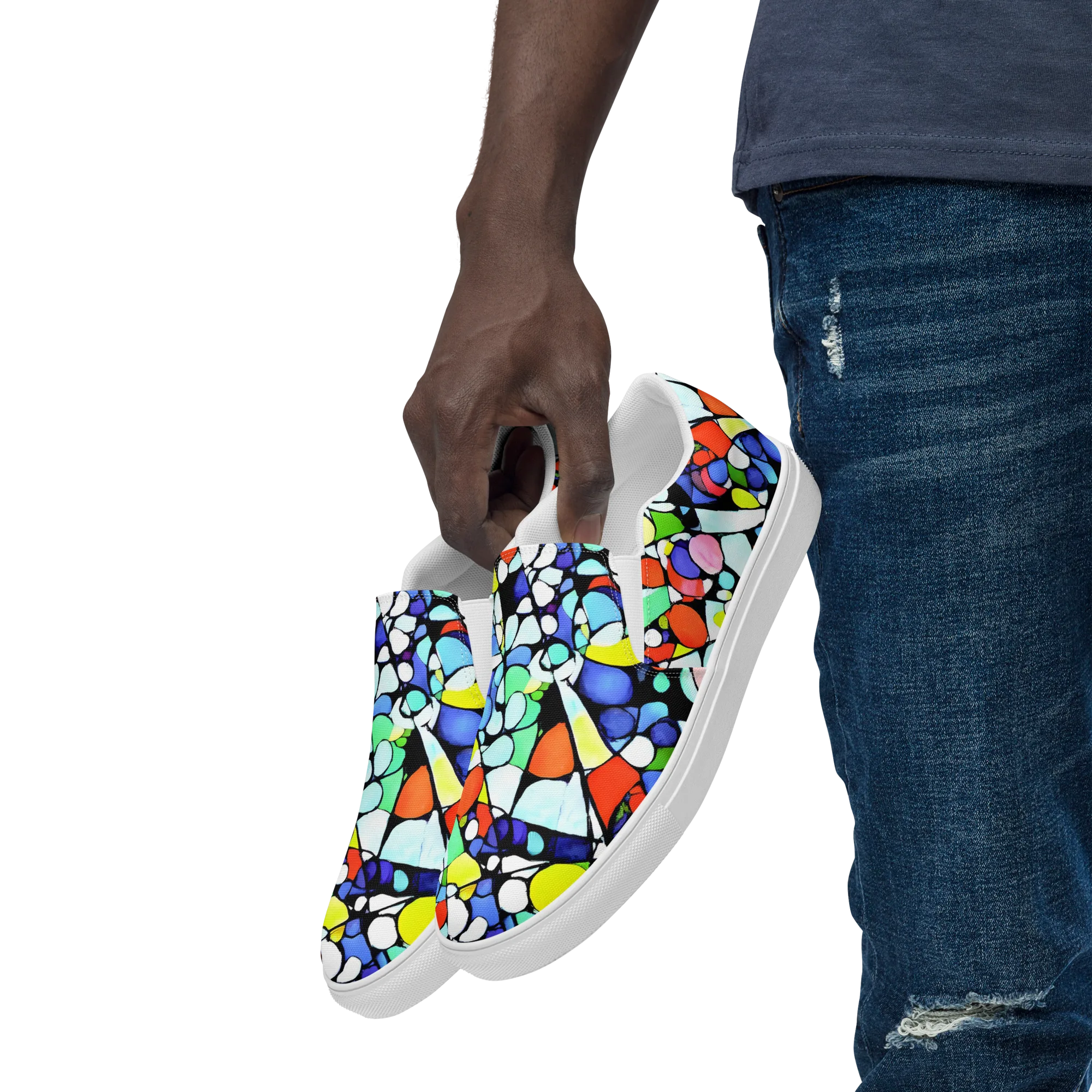 Spectrum Shards on Men's Slip-On Canvas Shoes — Left Front