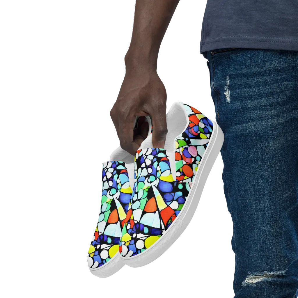 Spectrum Shards on Men's Slip-On Canvas Shoes — Left Front