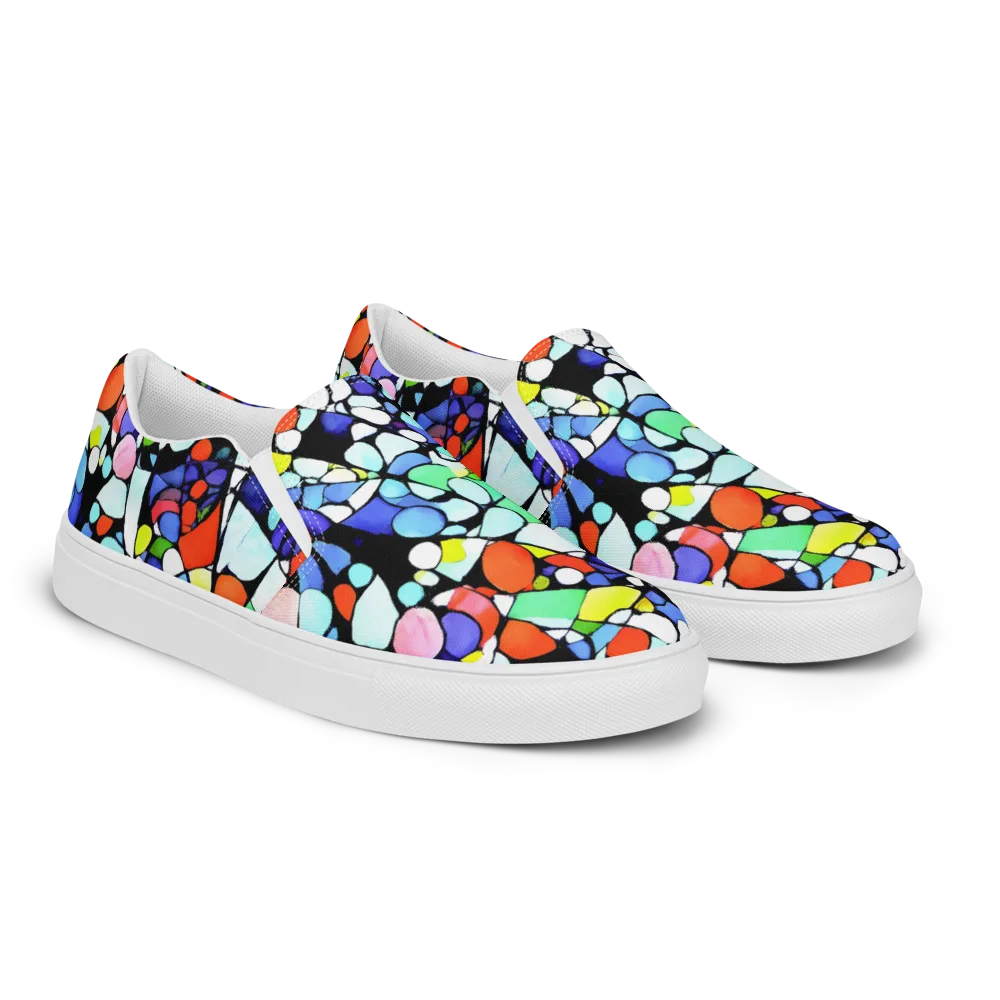 Spectrum Shards on Women's Slip-On Canvas Shoes — Right Front