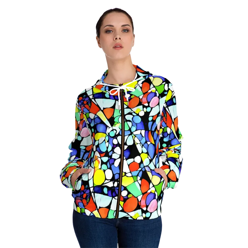 Spectrum Shards on Women's Full-Zip Hoodie — Front On Person