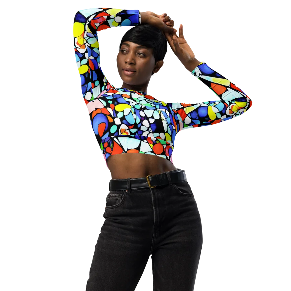 Spectrum Shards on Long Sleeve Crop Top — Front
