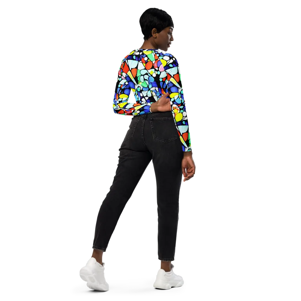 Spectrum Shards on Long Sleeve Crop Top — Right Back
