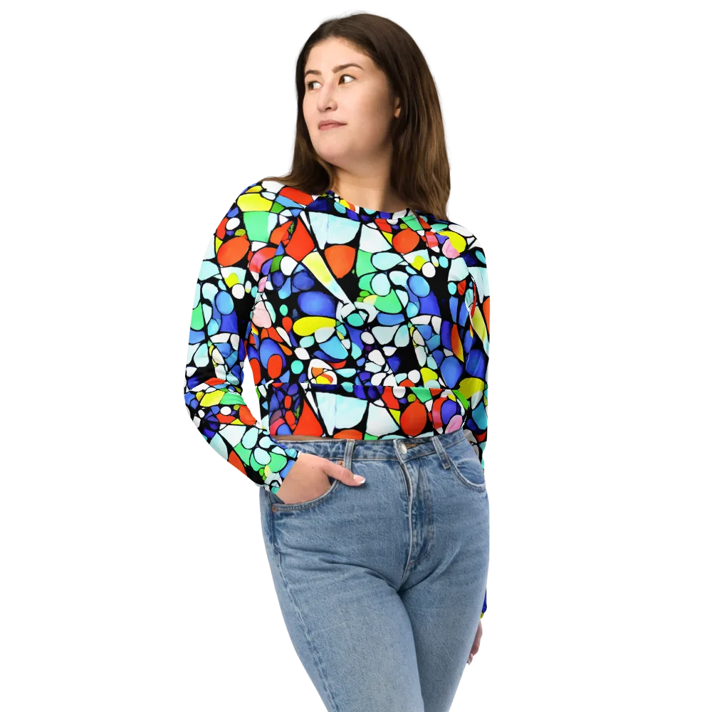 Spectrum Shards on Long Sleeve Crop Top — Front