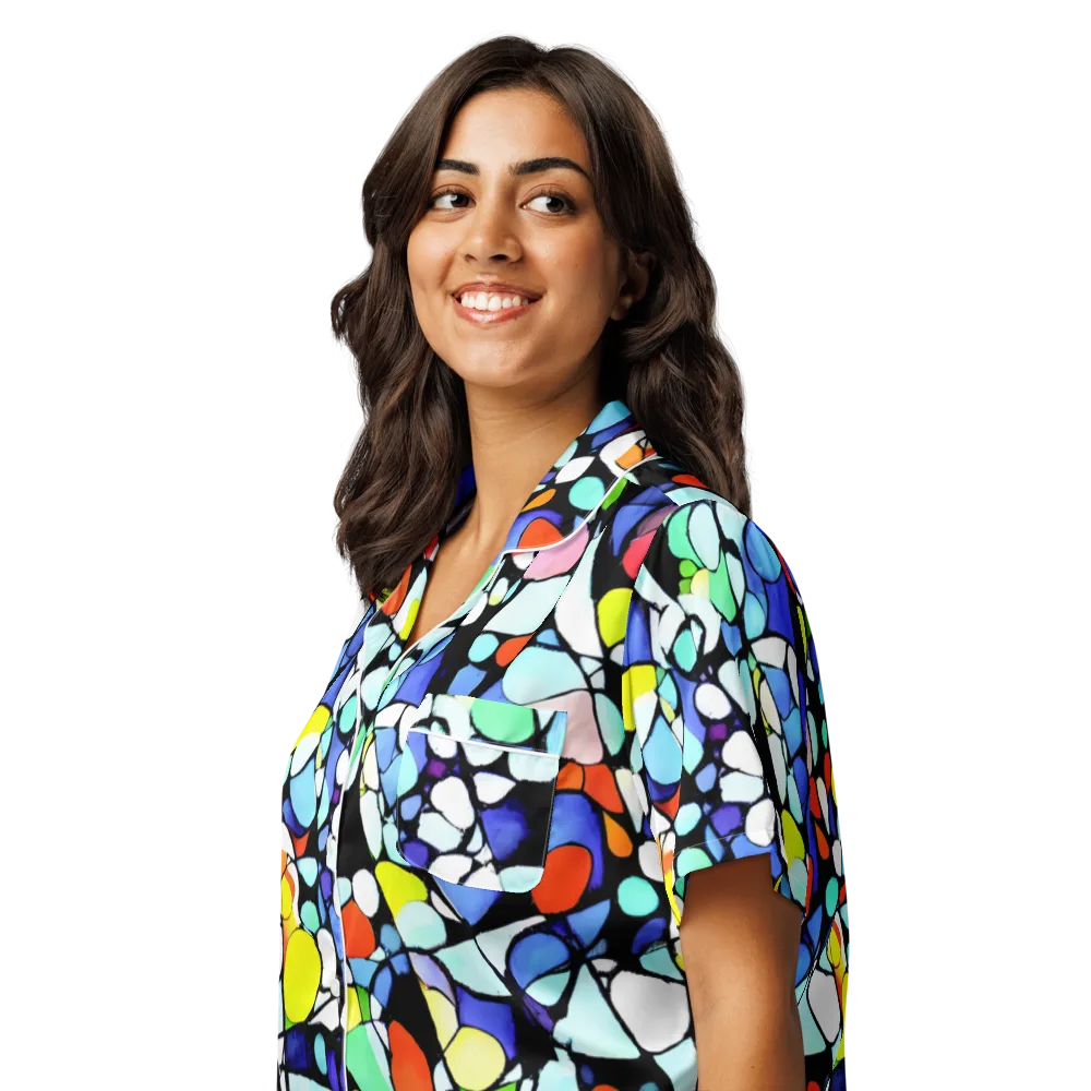 Spectrum Shards on Women's Short Sleeve Pajama Top — Left Front