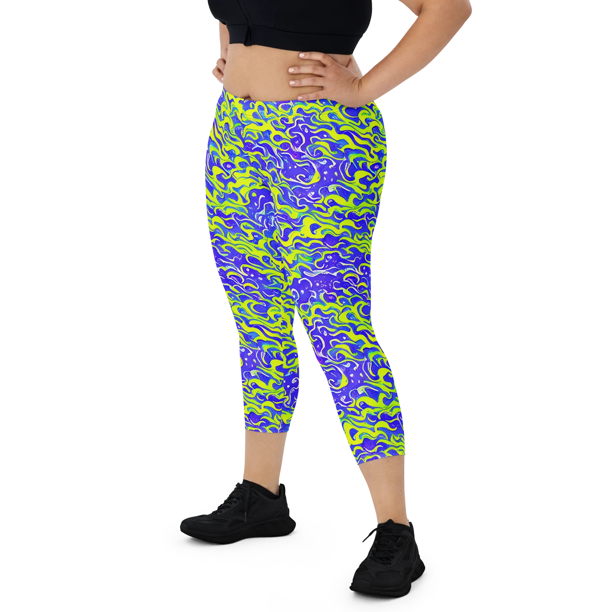 Electric Eelgrass on Capri Leggings — Front