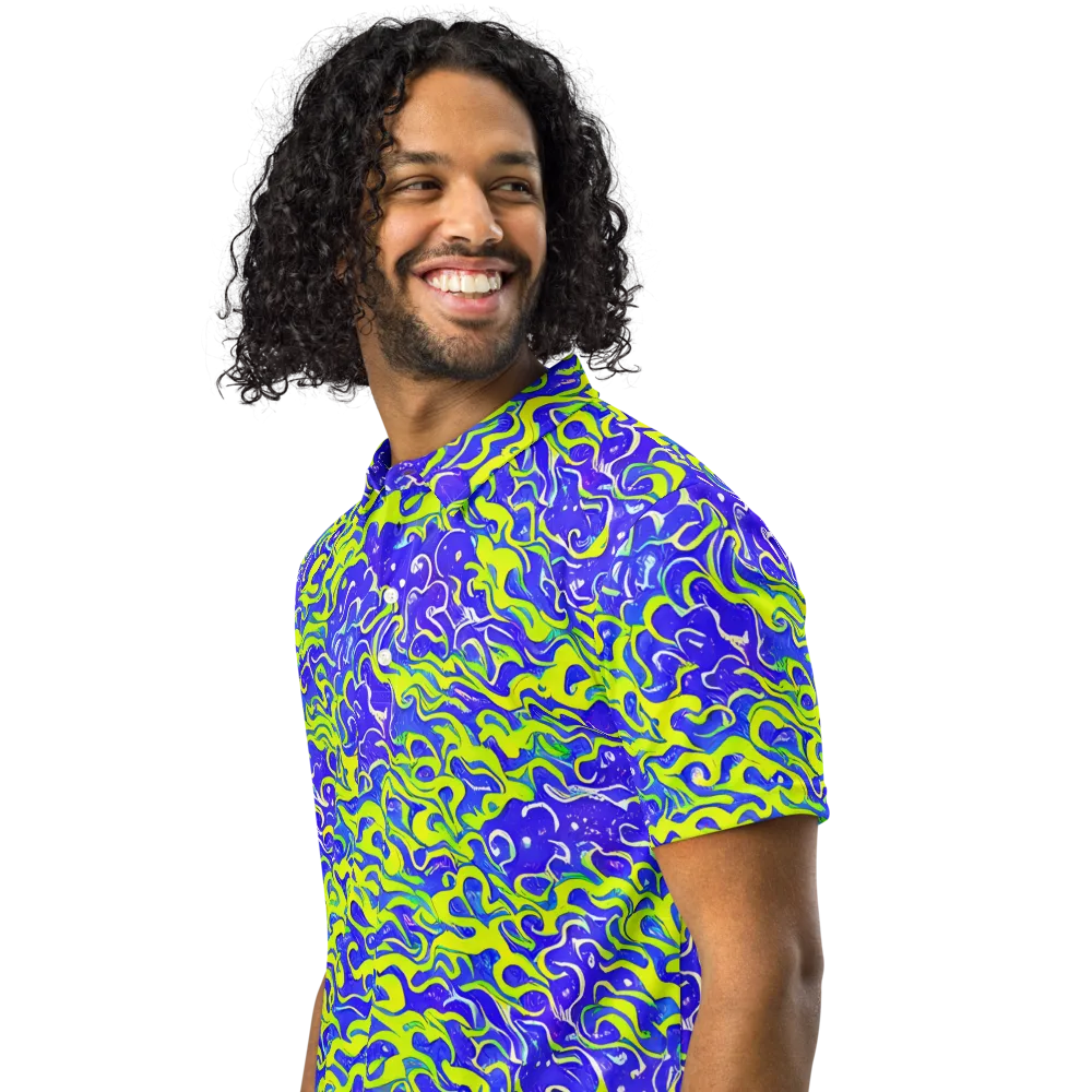 Electric Eelgrass on Men's Slim Fit Polo Shirt — Left Front
