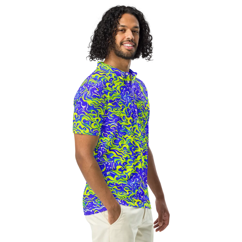 Electric Eelgrass on Men's Slim Fit Polo Shirt — Right Front