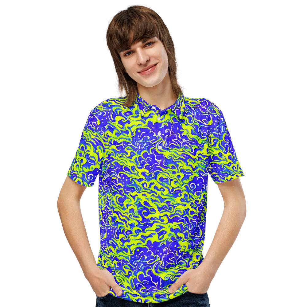 Electric Eelgrass on Men's Slim Fit Polo Shirt — Front