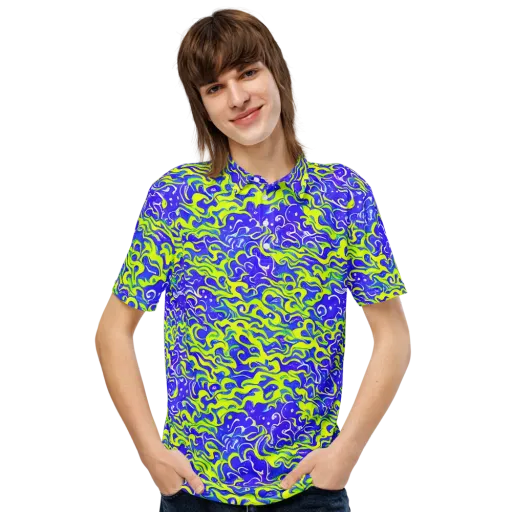 Electric Eelgrass on a Men's Slim Fit Polo Shirt