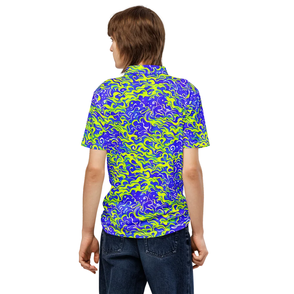 Electric Eelgrass on Men's Slim Fit Polo Shirt — Back
