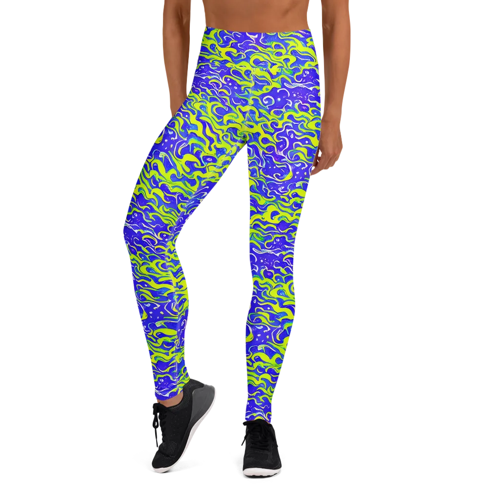 Electric Eelgrass on Yoga Leggings — Front