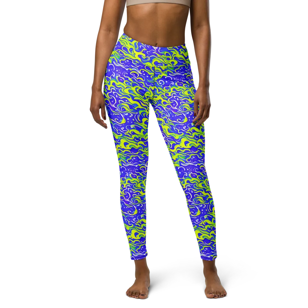 Electric Eelgrass on Yoga Leggings — Front