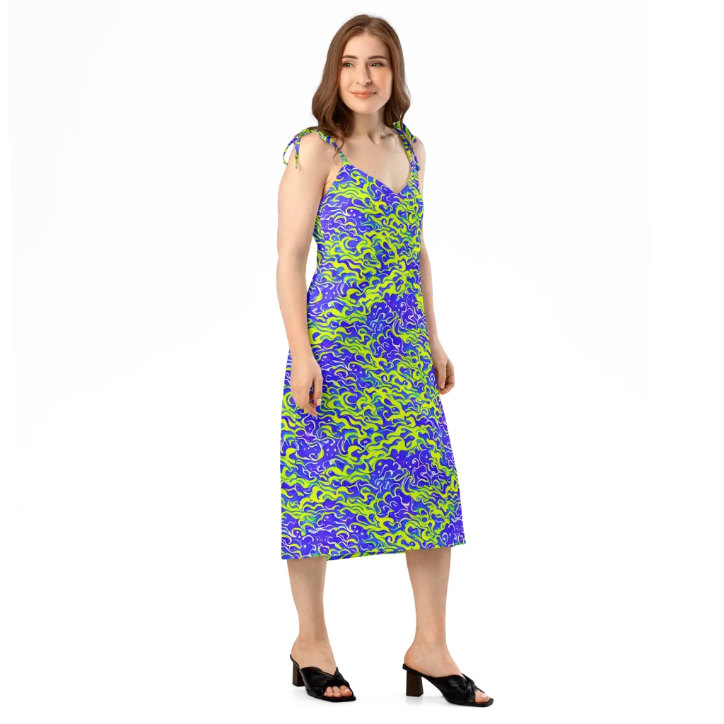 Electric Eelgrass on Slip Dress — Right Front