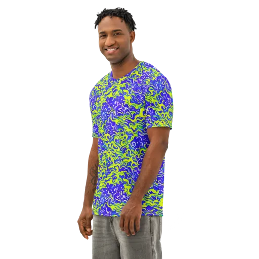 Electric Eelgrass on a Men's Cotton Crew Neck T-Shirt