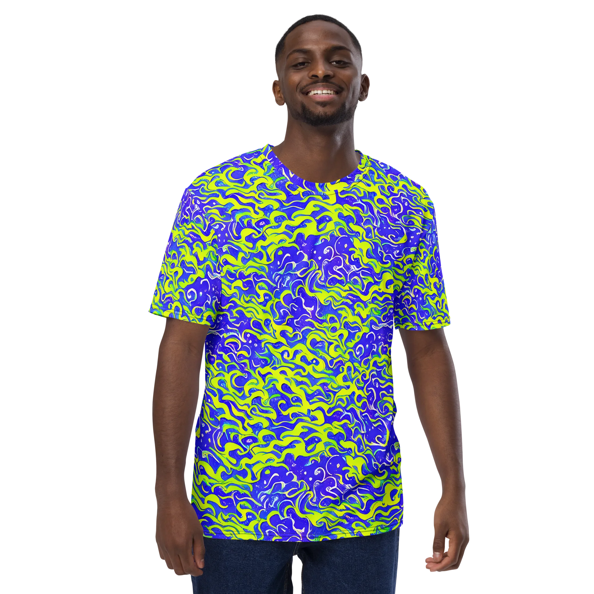 Electric Eelgrass on Men's Crew Neck T-Shirt — Front