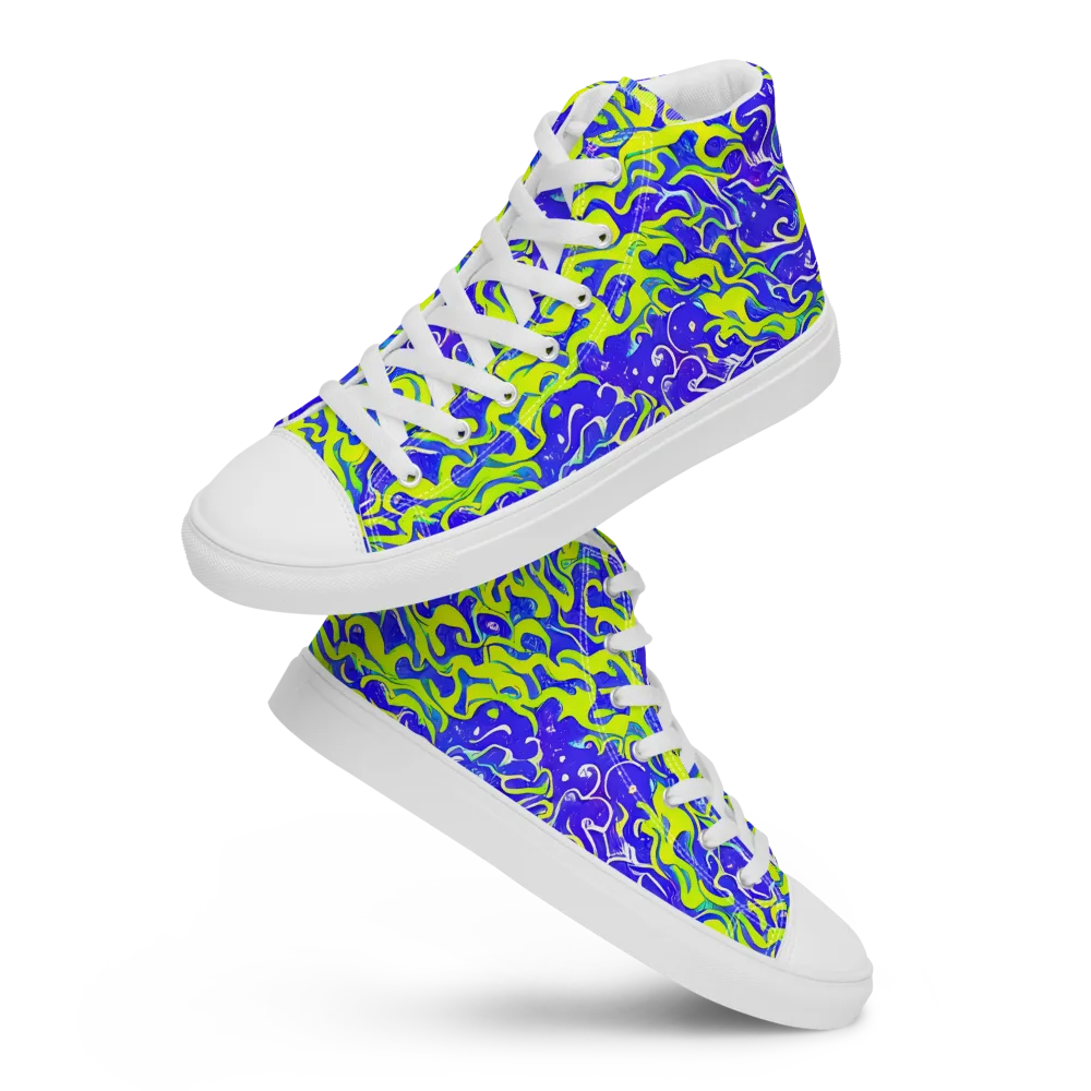 Electric Eelgrass on Men's High Top Canvas Shoes — Front