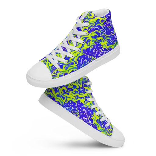 Electric Eelgrass on a Men's High Top Canvas Shoes