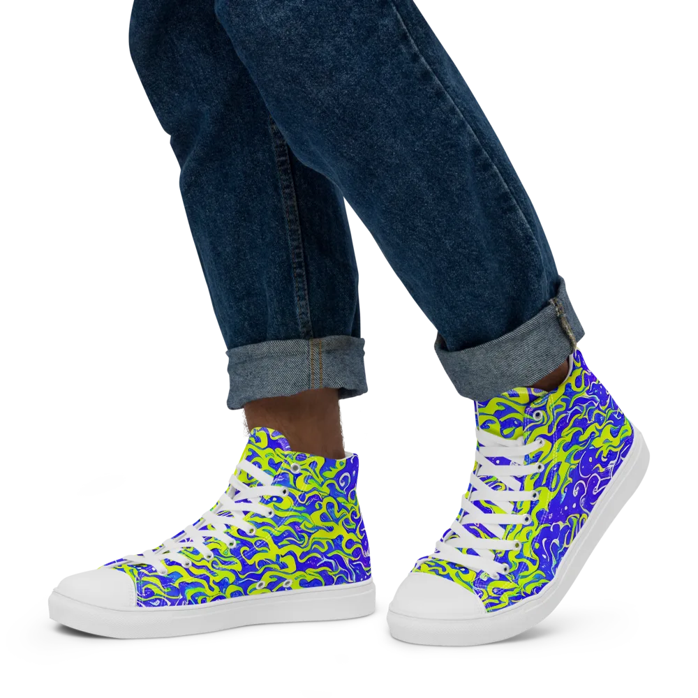 Electric Eelgrass on Men's High Top Canvas Shoes — Left