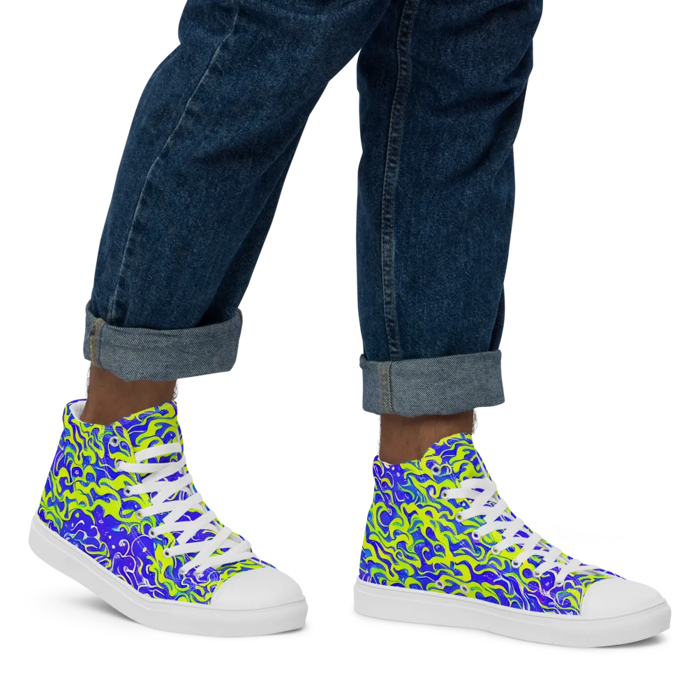 Electric Eelgrass on Men's High Top Canvas Shoes — Right