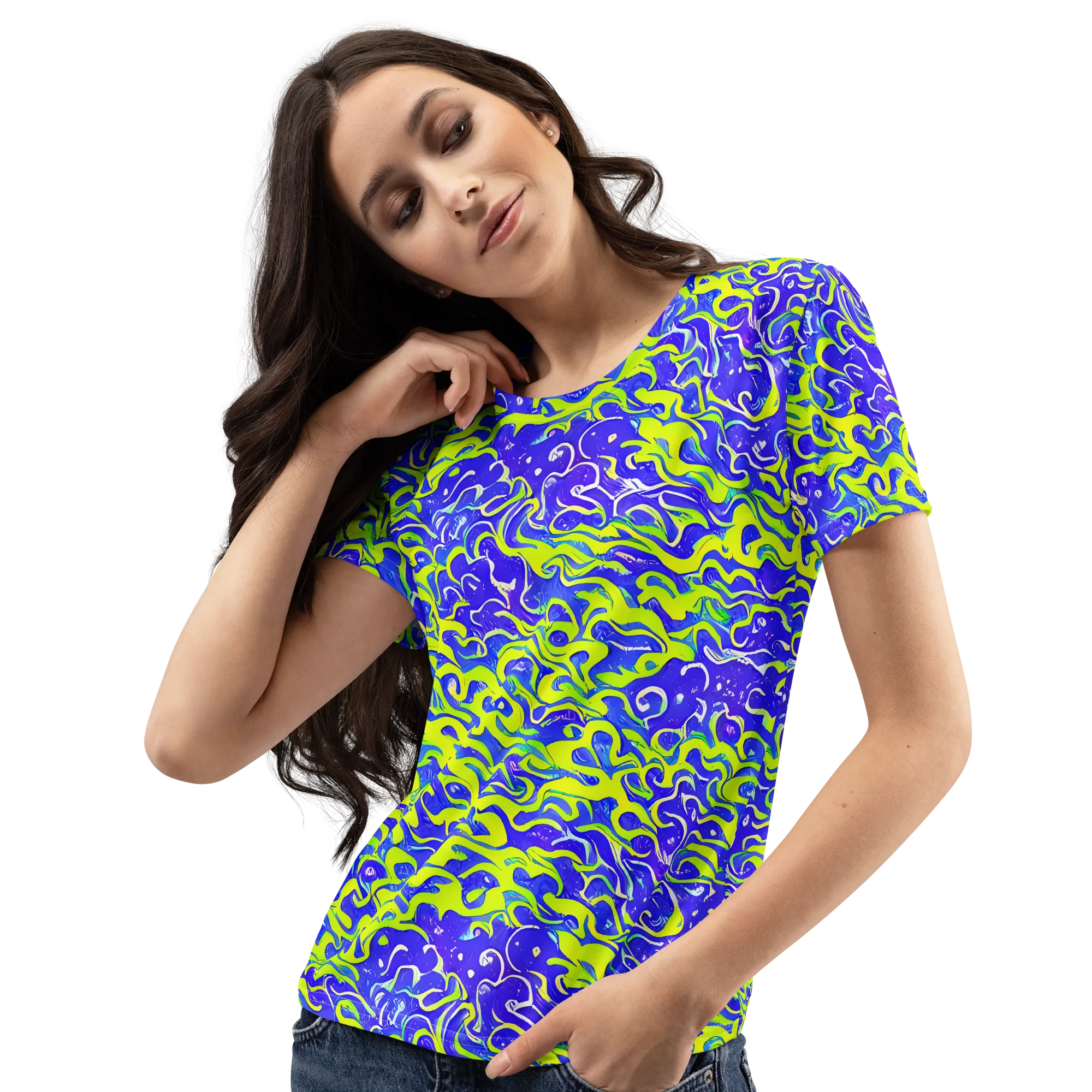 Electric Eelgrass on Women's Crew Neck T-Shirt — Left Front