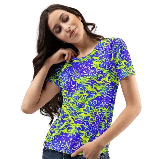 Electric Eelgrass on a Women's Crew Neck T-Shirt