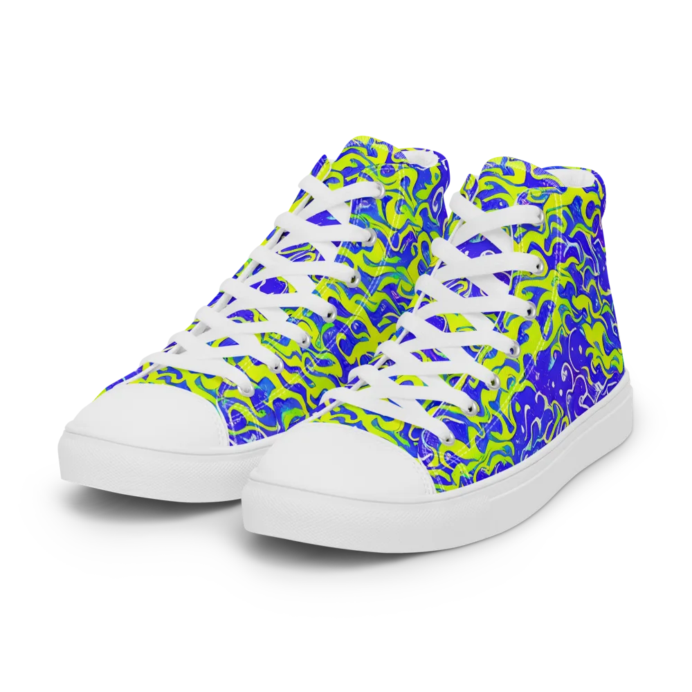Electric Eelgrass on Women's High Top Canvas Shoes — Left Front