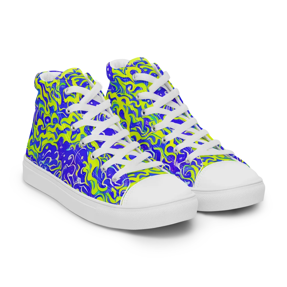 Electric Eelgrass on Women's High Top Canvas Shoes — Right Front
