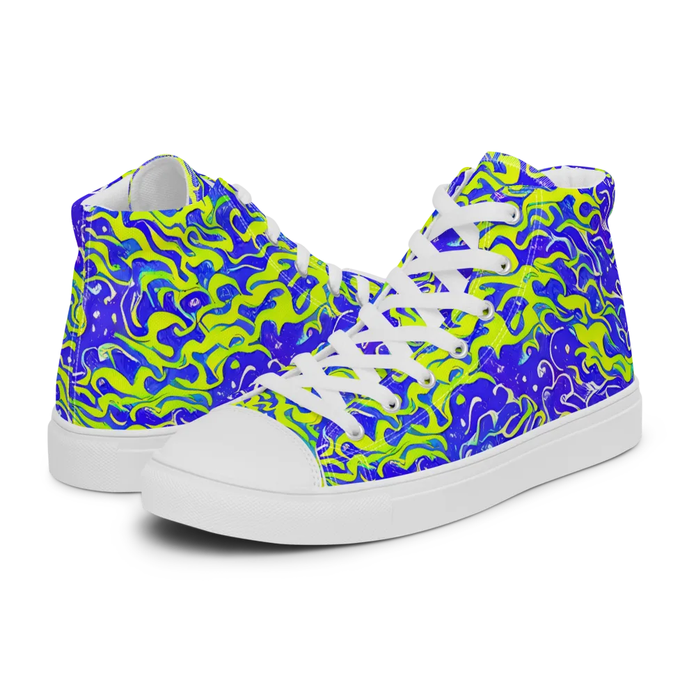 Electric Eelgrass on Women's High Top Canvas Shoes — Left