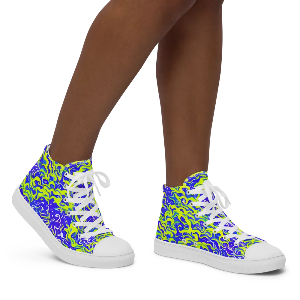 Electric Eelgrass on Women's High Top Canvas Shoes — Right