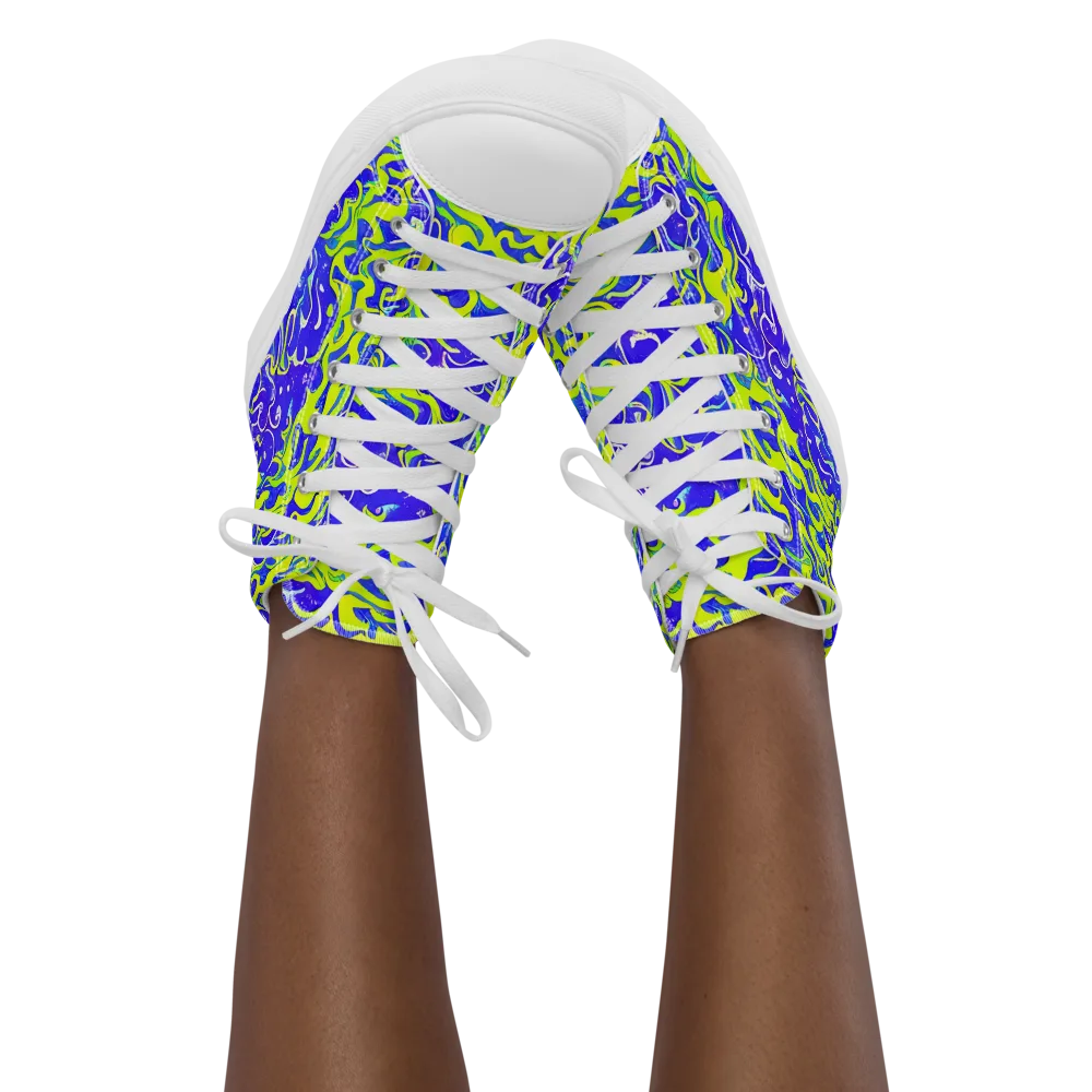 Electric Eelgrass on Women's High Top Canvas Shoes — Front