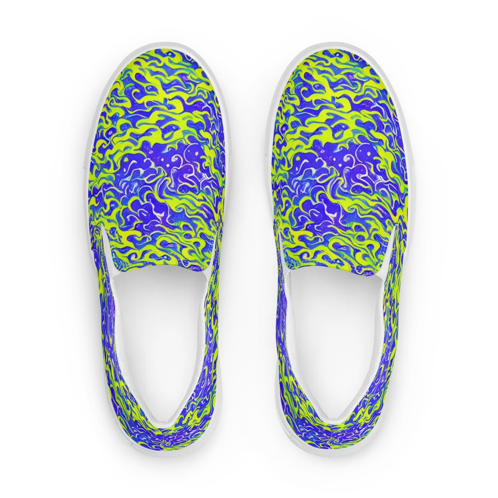Electric Eelgrass on Men's Slip-On Canvas Shoes — Front