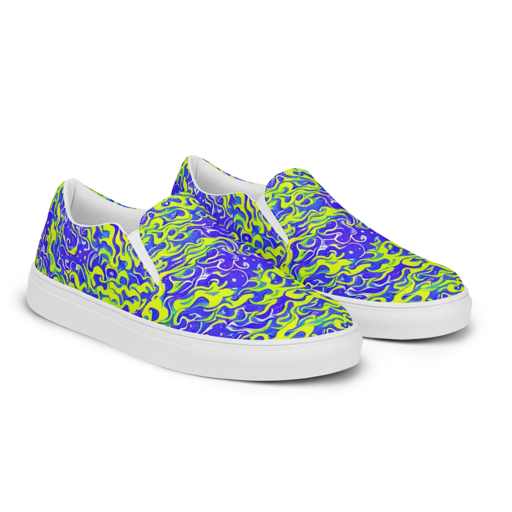 Electric Eelgrass on Men's Slip-On Canvas Shoes — Right Front