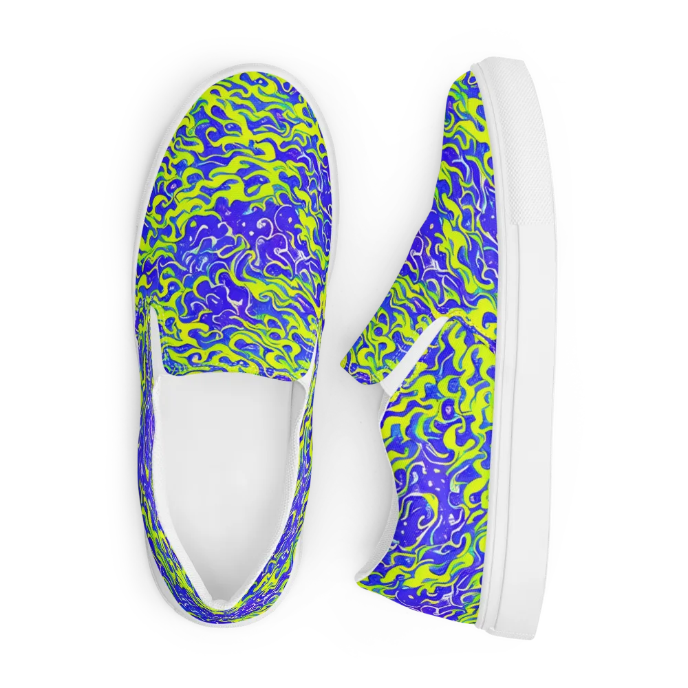 Electric Eelgrass on Men's Slip-On Canvas Shoes — Front