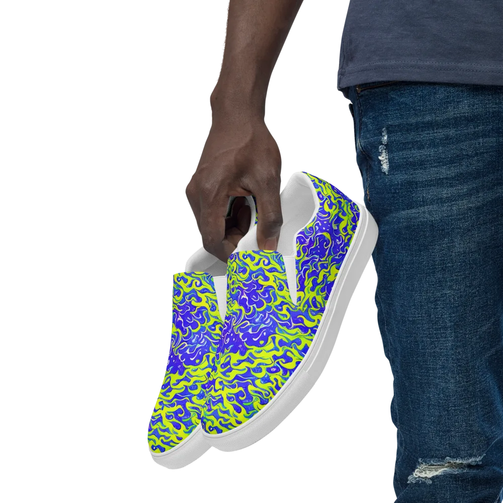 Electric Eelgrass on Men's Slip-On Canvas Shoes — Left Front