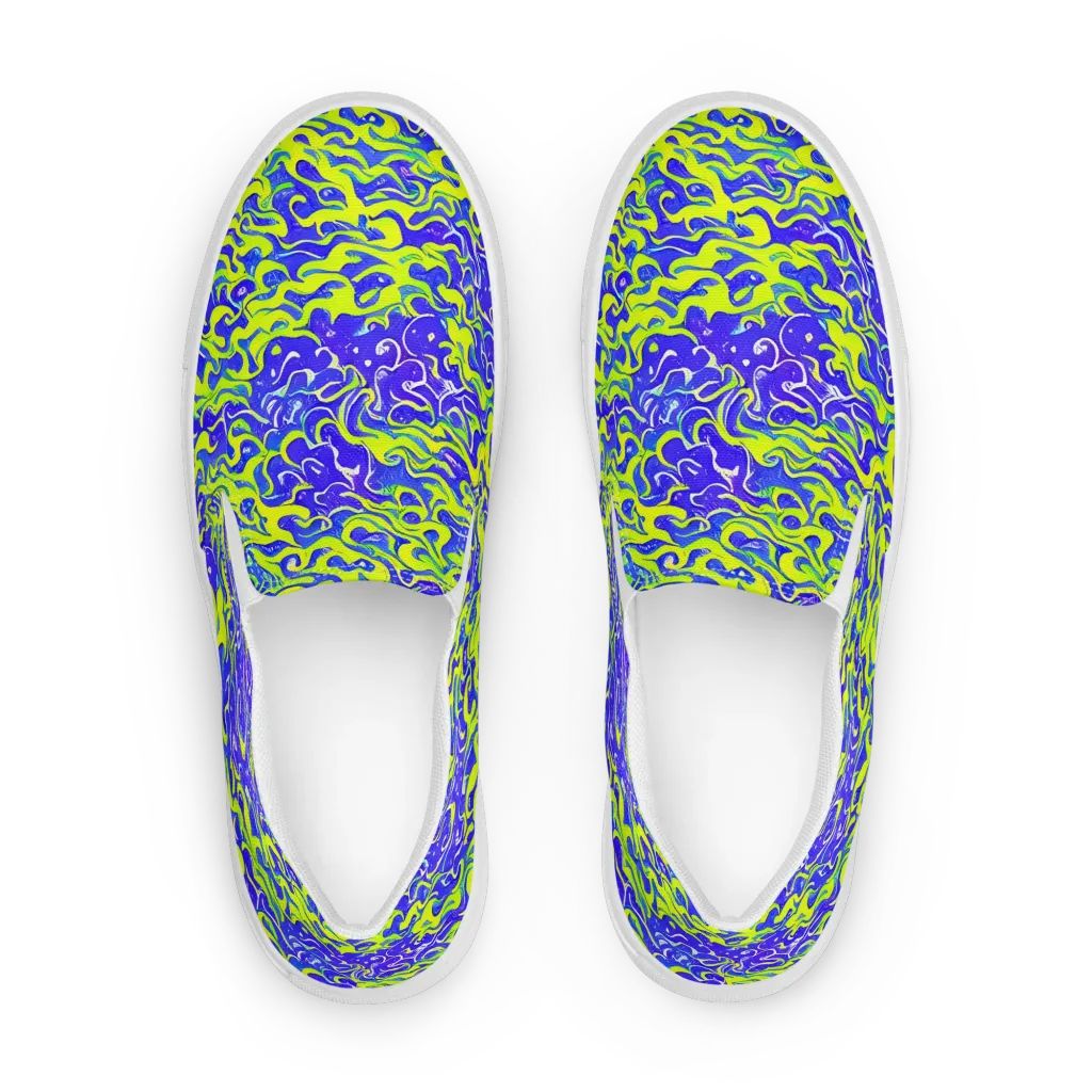 Electric Eelgrass on Women's Slip-On Canvas Shoes — Front