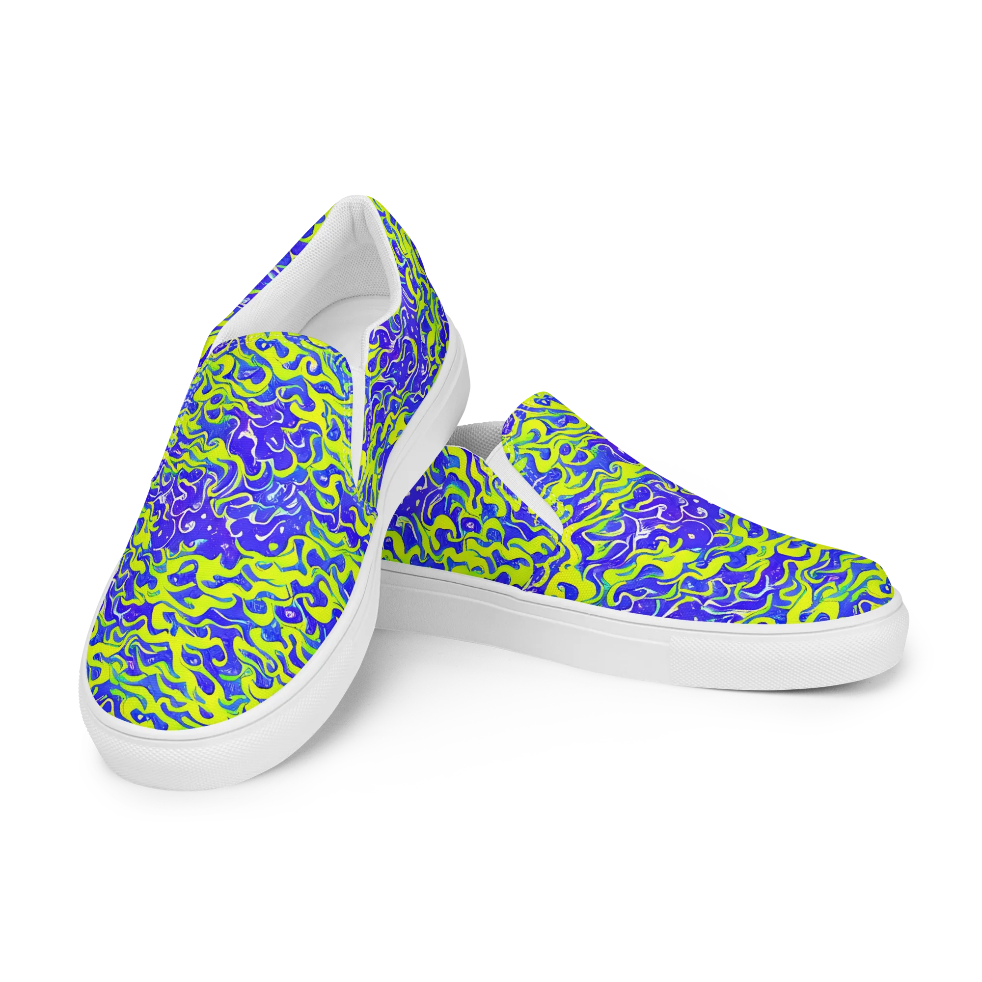 Electric Eelgrass on Women's Slip-On Canvas Shoes — Left Front
